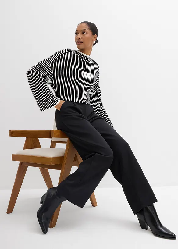 Pohodln&eacute; kalhoty ze spl&yacute;vav&eacute; tepl&aacute;koviny, bonprix