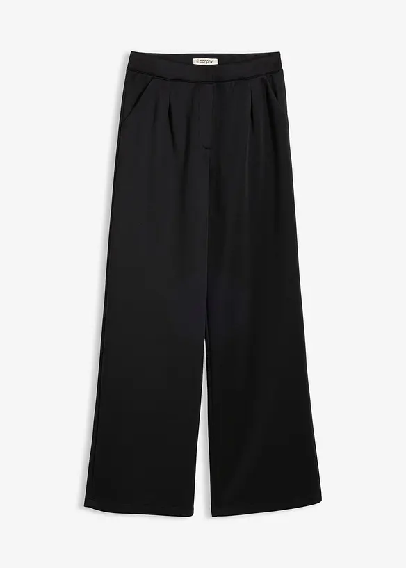 Pohodln&eacute; kalhoty ze spl&yacute;vav&eacute; tepl&aacute;koviny, bonprix