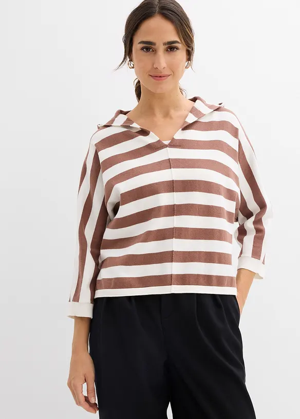 Oversize svetr z jemn&eacute; pleteniny z bavlněn&eacute; směsi, bonprix