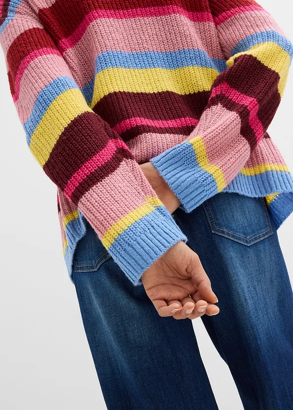 Oversize pleten&yacute; kab&aacute;tek s pod&iacute;lem vlny, bonprix