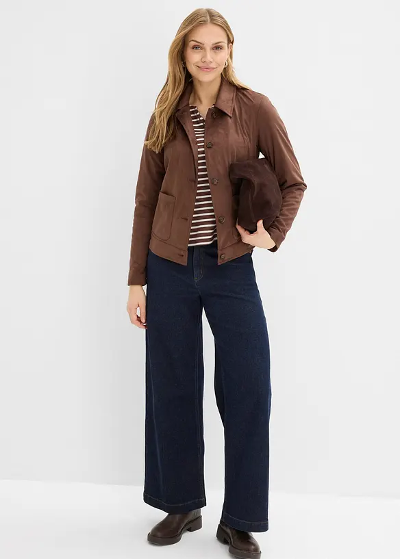 Bunda z uměl&eacute; velurov&eacute; kůže, bonprix