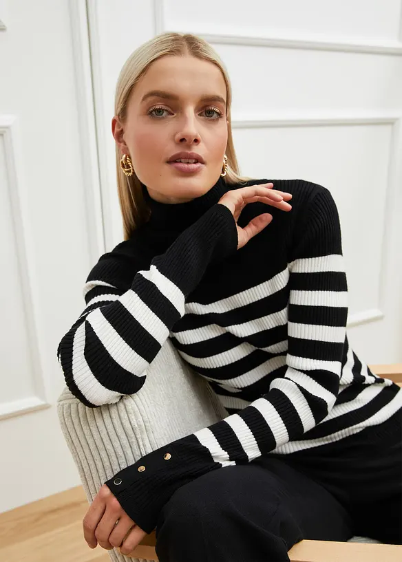 Rol&aacute;kov&yacute; svetr ze směsi s visk&oacute;zou, bonprix