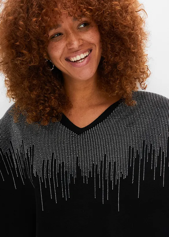 Svetr z jemn&eacute; pleteniny se &scaron;trasovou aplikac&iacute;, bonprix