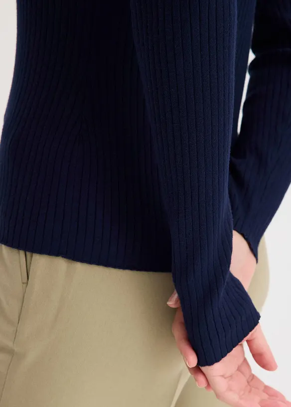 Žebrovan&yacute; svetr ze směsi s visk&oacute;zou, bonprix