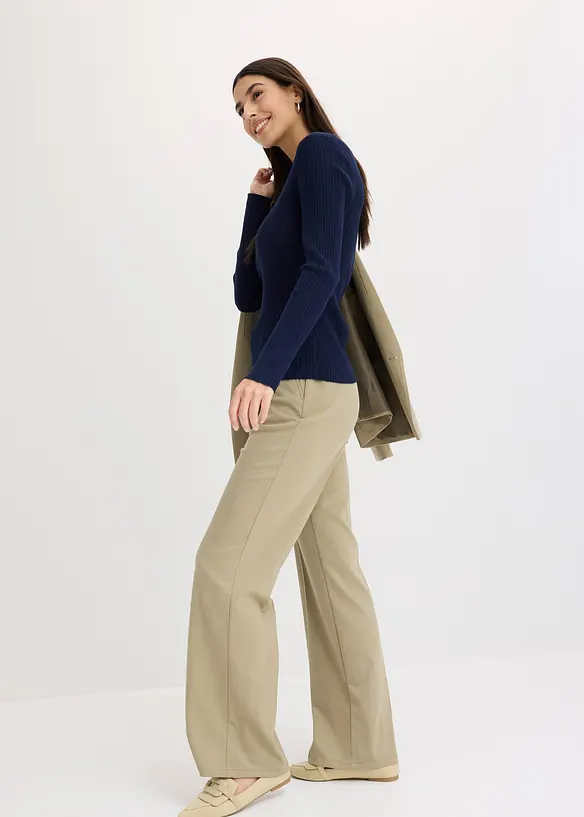 Žebrovan&yacute; svetr ze směsi s visk&oacute;zou, bonprix