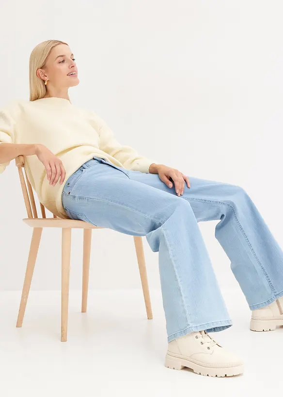 Strečov&eacute; dž&iacute;ny Wide Leg, Mid Waist, bonprix