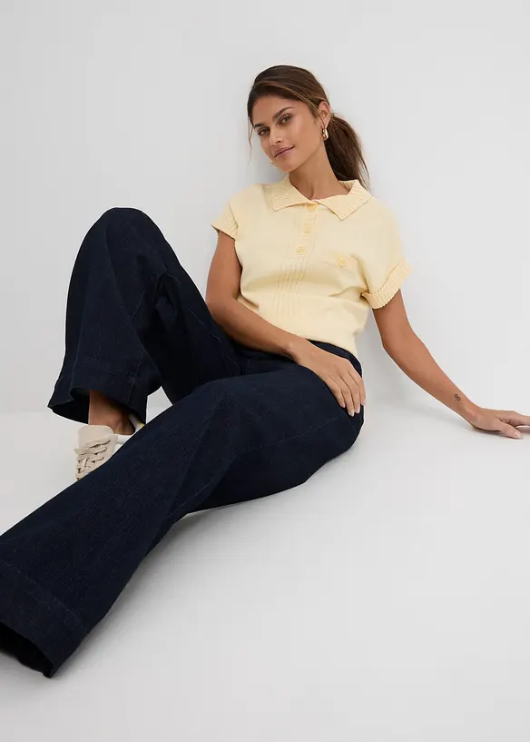 Strečov&eacute; dž&iacute;ny Wide Leg, Mid Waist, bonprix