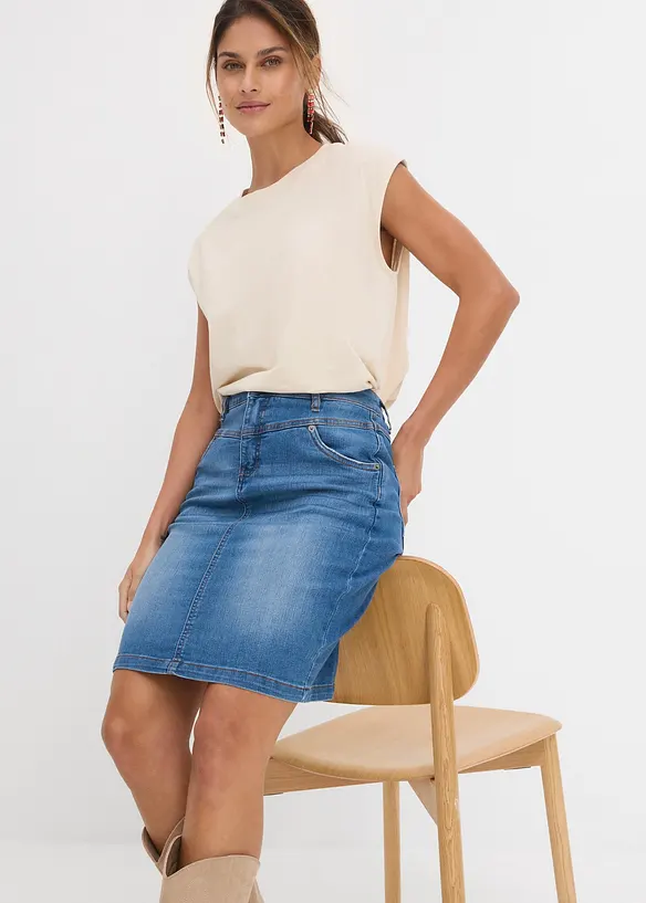 Strečov&aacute; dž&iacute;nov&aacute; sukně, bonprix