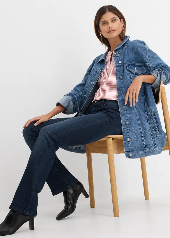 Bootcut dž&iacute;ny Mid Waist, strečov&eacute;, bonprix