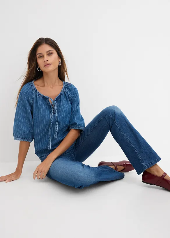 Bootcut dž&iacute;ny Mid Waist, strečov&eacute;, bonprix