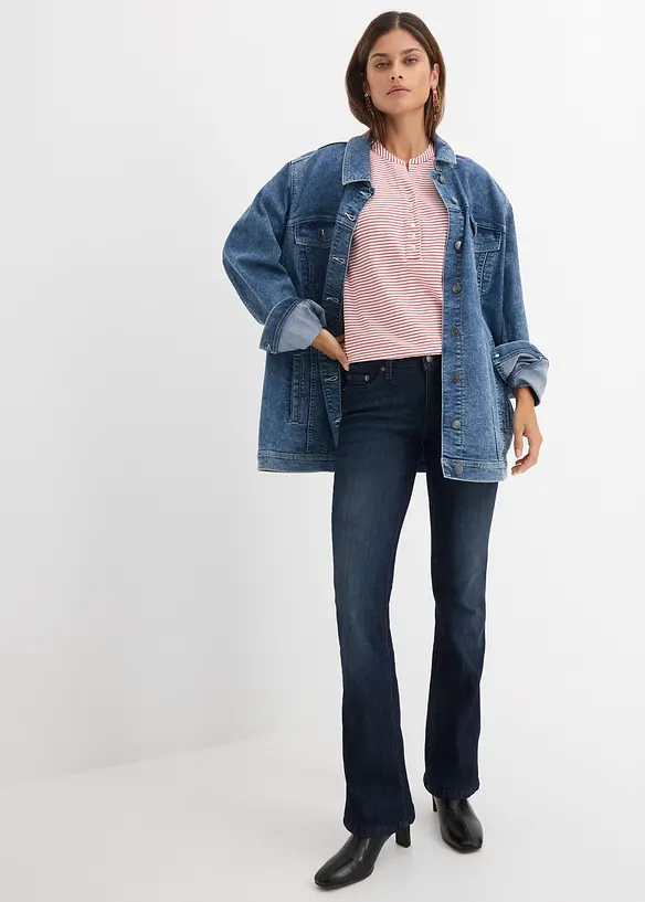 Bootcut dž&iacute;ny Mid Waist, strečov&eacute;, bonprix