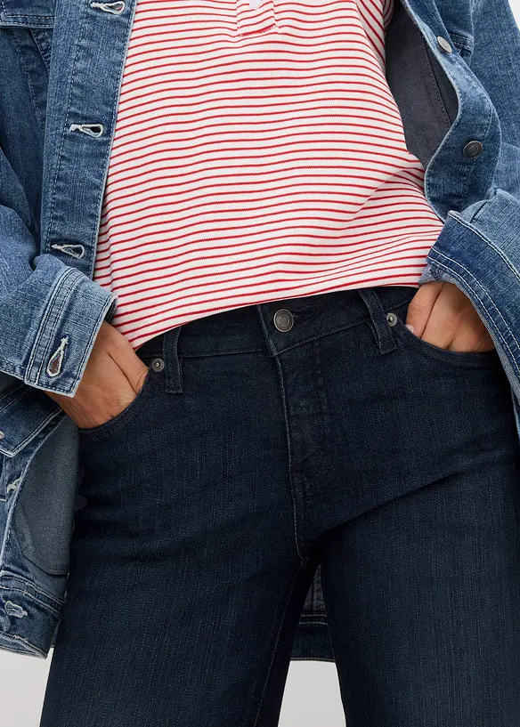 Bootcut dž&iacute;ny Mid Waist, strečov&eacute;, bonprix