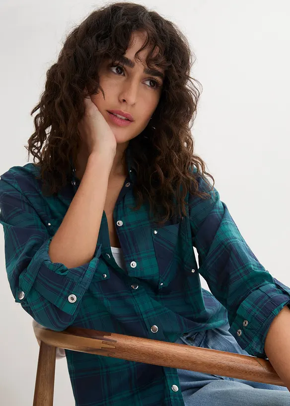 Kostkovan&aacute; ko&scaron;ilov&aacute; halenka z čist&eacute; bavlny, bonprix