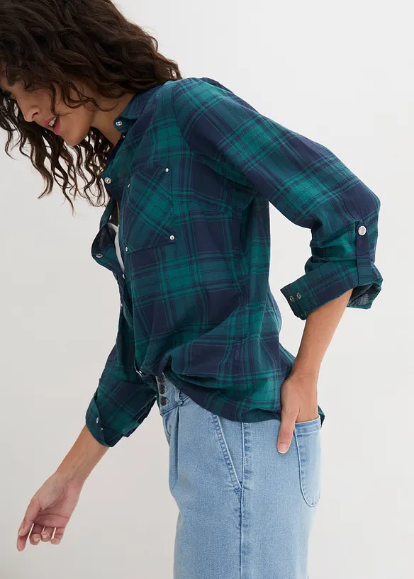 Kostkovan&aacute; ko&scaron;ilov&aacute; halenka z čist&eacute; bavlny, bonprix