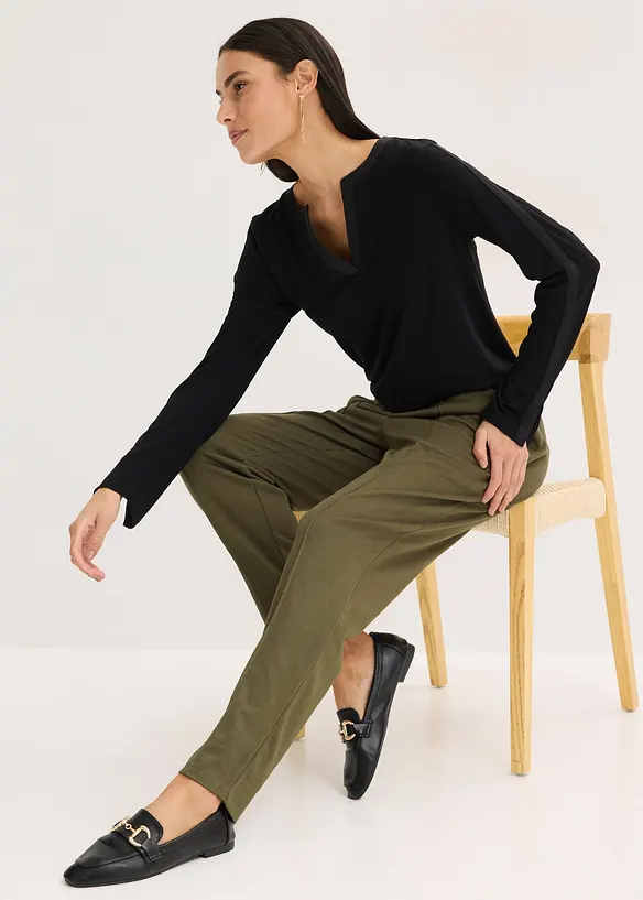 Žerzejov&eacute; kalhoty bez zap&iacute;n&aacute;n&iacute;, se s&aacute;mkem, bonprix