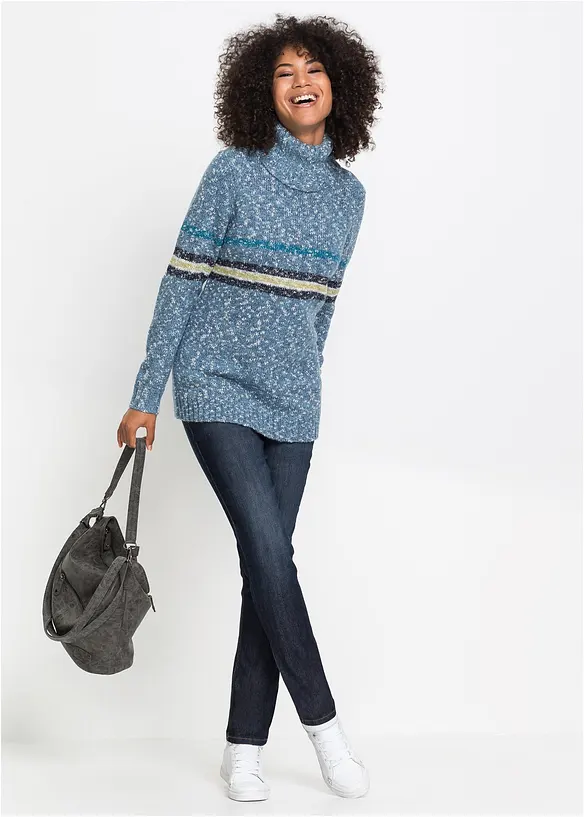 Komfortn&iacute; strečov&eacute; dž&iacute;ny, Mom střih, Mid Waist, bonprix