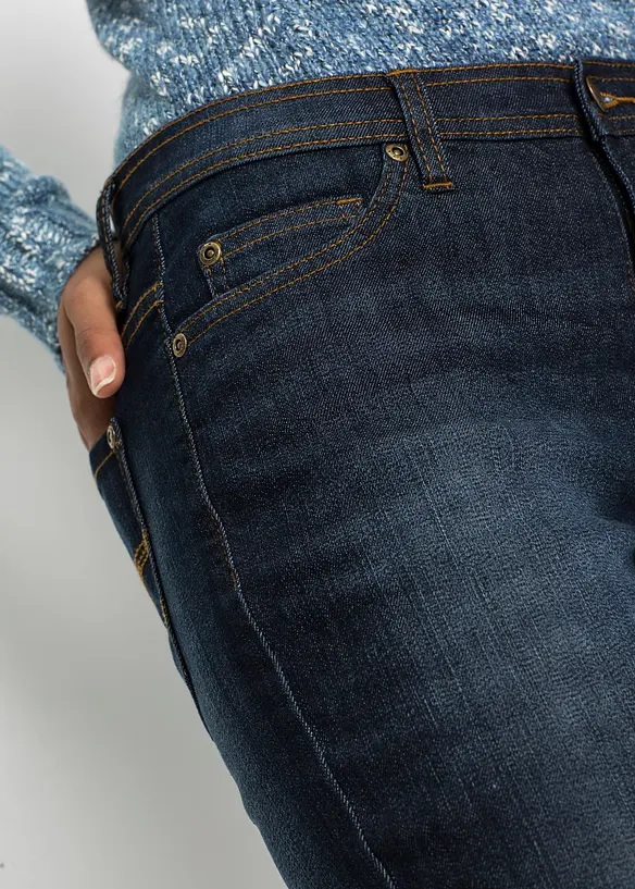 Komfortn&iacute; strečov&eacute; dž&iacute;ny, Mom střih, Mid Waist, bonprix