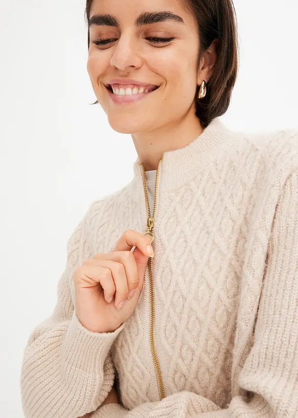 Pleten&yacute; kab&aacute;tek s cop&aacute;nkov&yacute;m vzorem, bonprix