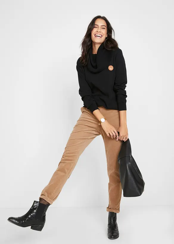 Svetr z jemn&eacute;ho &uacute;pletu, se &scaron;irok&yacute;m l&iacute;mcem, bonprix