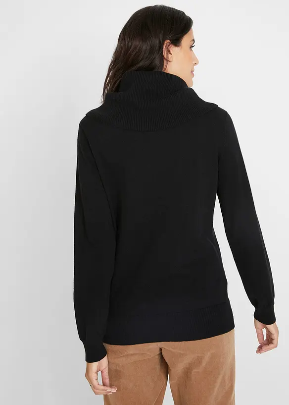 Svetr z jemn&eacute;ho &uacute;pletu, se &scaron;irok&yacute;m l&iacute;mcem, bonprix