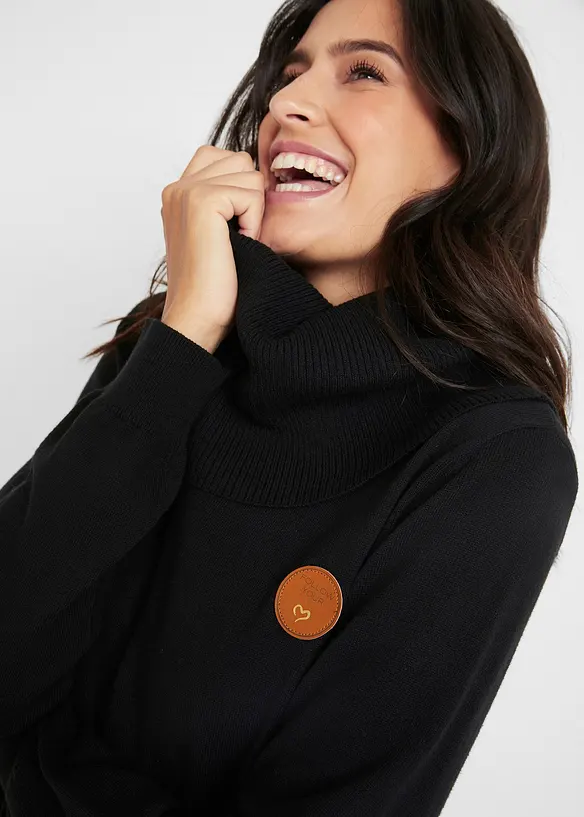 Svetr z jemn&eacute;ho &uacute;pletu, se &scaron;irok&yacute;m l&iacute;mcem, bonprix