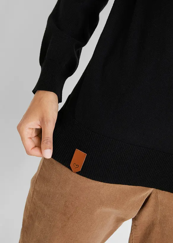 Svetr z jemn&eacute;ho &uacute;pletu, se &scaron;irok&yacute;m l&iacute;mcem, bonprix