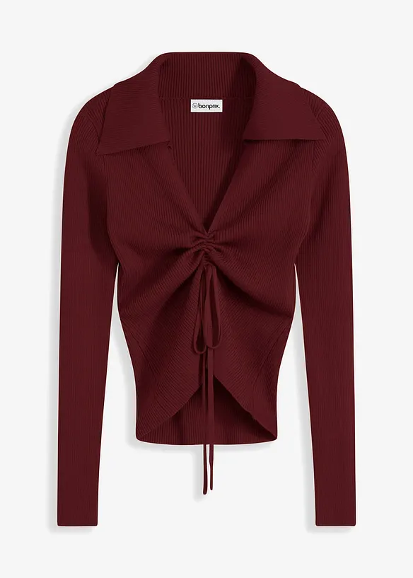 Žebrovan&yacute; svetr s řasen&iacute;m, bonprix