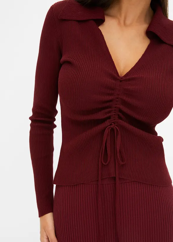 Žebrovan&yacute; svetr s řasen&iacute;m, bonprix