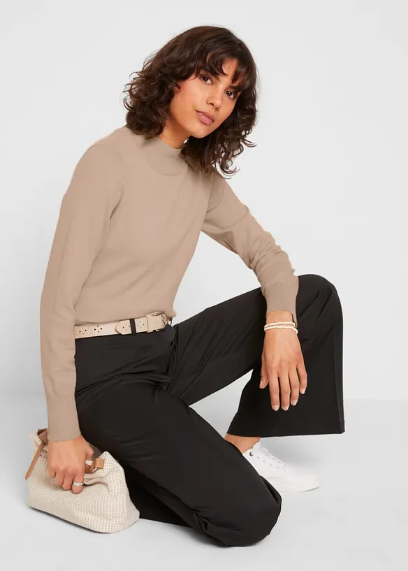 Z&aacute;kladn&iacute; svetr se stoj&aacute;čkem a s recyklovanou bavlnou, bonprix