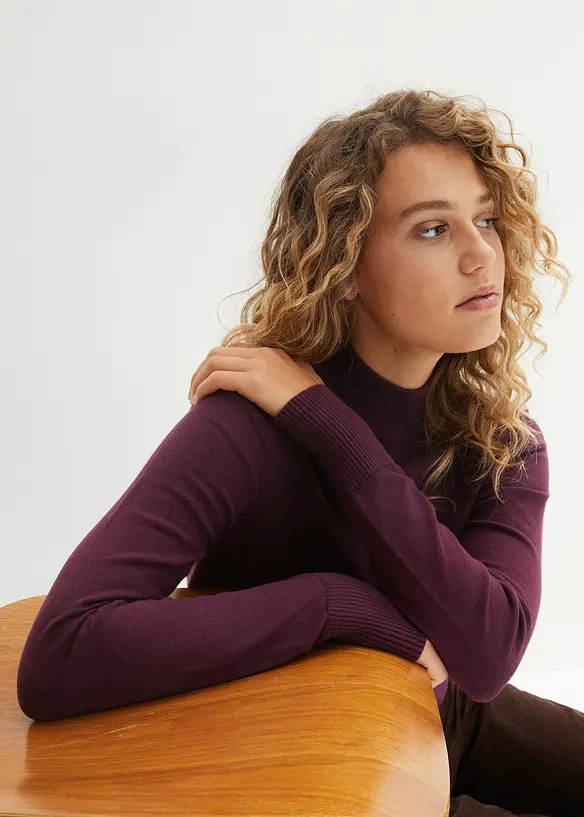 Z&aacute;kladn&iacute; svetr se stoj&aacute;čkem a s recyklovanou bavlnou, bonprix