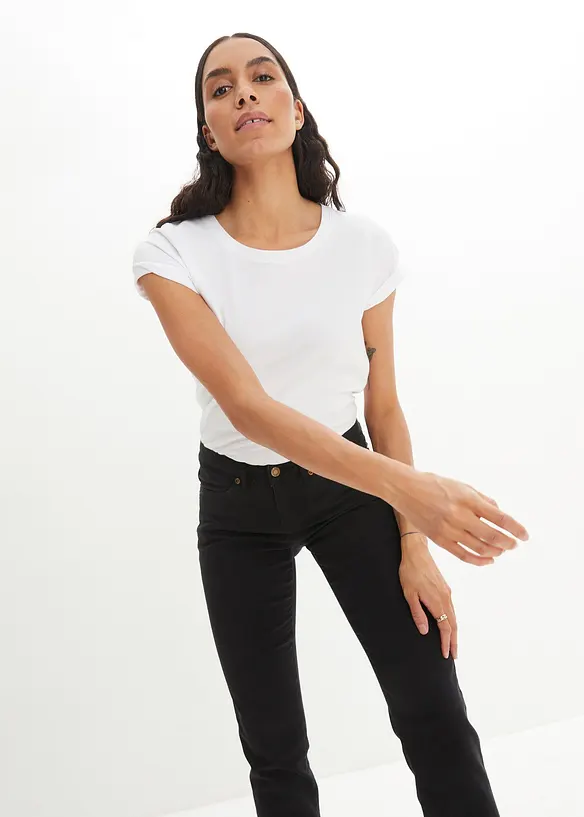 Strečov&eacute; dž&iacute;ny Straight, Mid Waist, bonprix