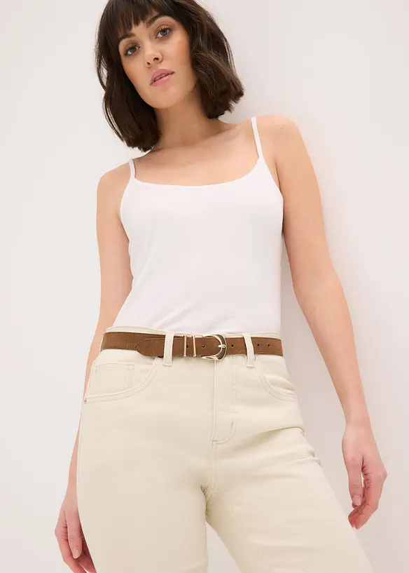 Kožen&yacute; p&aacute;sek s lesklou kovovou sponou, bonprix