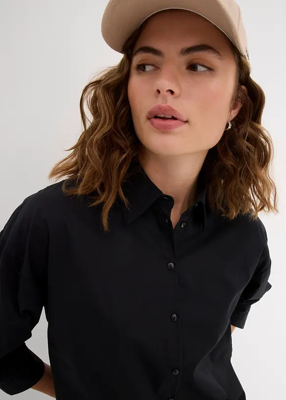 Bavlněn&aacute; oversize ko&scaron;ile s 3/4 ruk&aacute;vem, bonprix