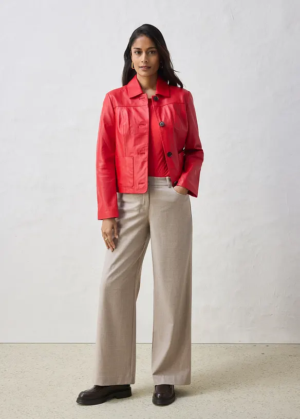 Kr&aacute;tk&aacute; kožen&aacute; bunda z nappa jehnětiny, bonprix