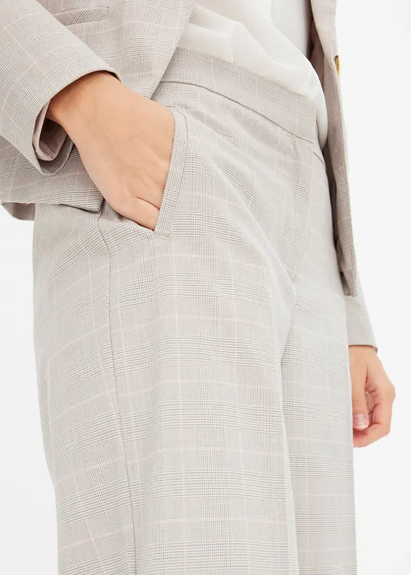 Kalhoty Marlene s visk&oacute;zou s glenčekov&yacute;m vzorem, bonprix