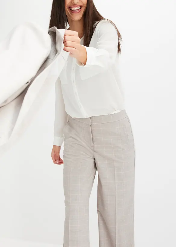 Kalhoty Marlene s visk&oacute;zou s glenčekov&yacute;m vzorem, bonprix