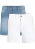 Džínové šortky Slim Fit, Mid Waist (2 ks v balení), bonprix