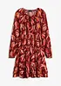 Viskózové tkané šaty s žabkovaným pasem, délka ke kolenům, bonprix
