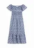 Boho midi šaty s výstřihem Carmen, z lehké bavlny, bonprix