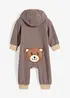 Flísový overal s kapucí a aplikací medvídka, bonprix