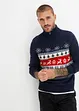 Svetr s norským vzorem a límcem na zip, bonprix