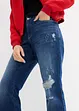 Džíny Straight, Mid Waist, pohodlný pas, nízký podíl streče, zkrácené, bonprix