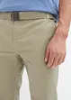 Strečové chino kalhoty s opaskem, Regular Fit, Straight, bonprix