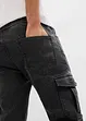 Strečové cargo džíny bez zapínání, Regular Fit, Tapered, bonprix