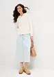 Džínová midi sukně, Mid Waist, Super Soft, bonprix