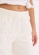 Culotte kalhoty z materiálu s dírkovanou výšivkou, bonprix