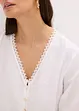 Halenka s háčkovanou vsadkou a třásněmi, bonprix